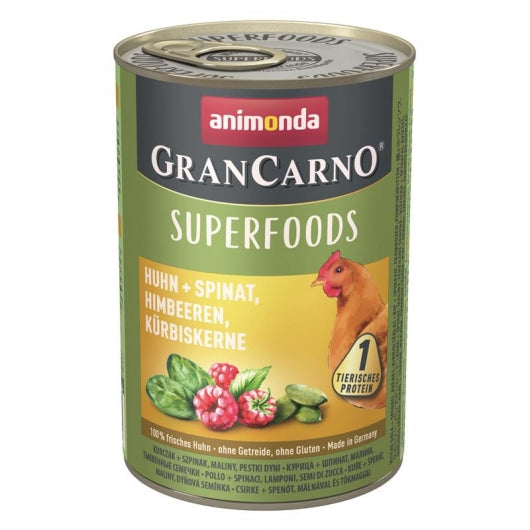 Animonda GranCarno Adult Superfood Huhn & Spinat - 400 g – 6er-Pack