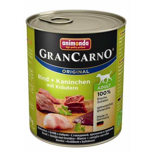 Animonda GranCarno Adult Rind & Kaninchen mit Kräutern 800g – 6er-Pack