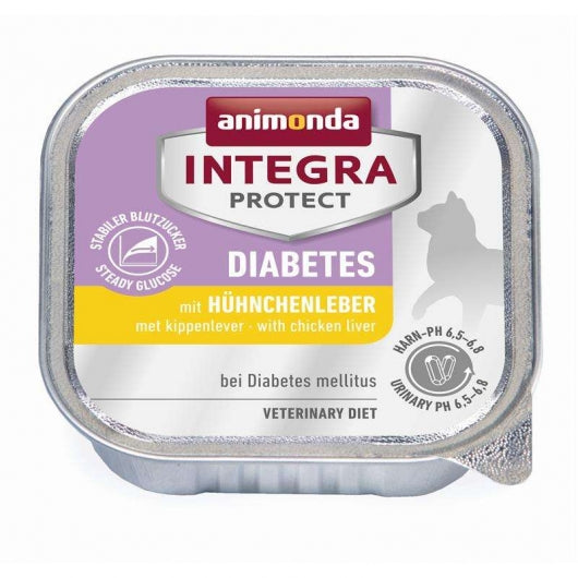 Animonda Cat Schale Integra Protect Diabetes mit Hühnchenleber 100g – 16er-Pack