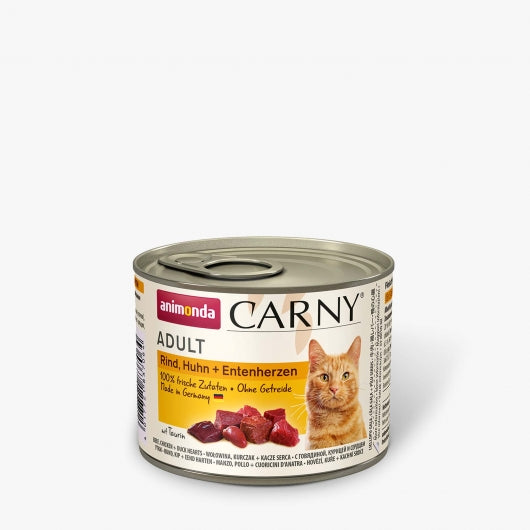 Animonda Cat Dose Carny Adult Rind & Huhn & Entenherzen - 200 g – 6er-Pack